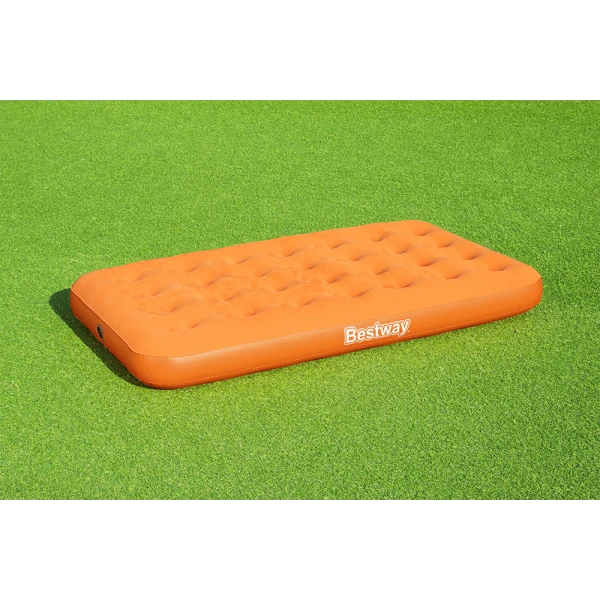 BESTWAY CHILDREN INFLATABLE AIRBED 158X89X18 cm DROWSY DREAMER AIR ORANGE WITH MANUAL HAND PUMP