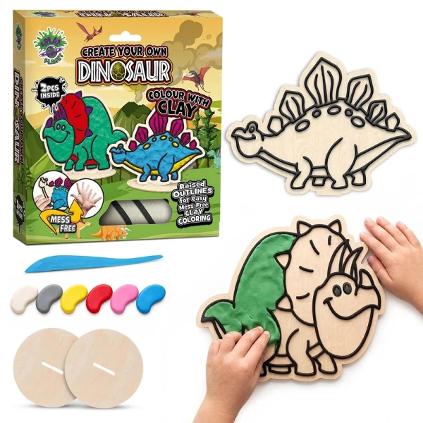 SPLAT PLANET MESS-FREE PAINT KIT WITH CLAY DINOSAUR