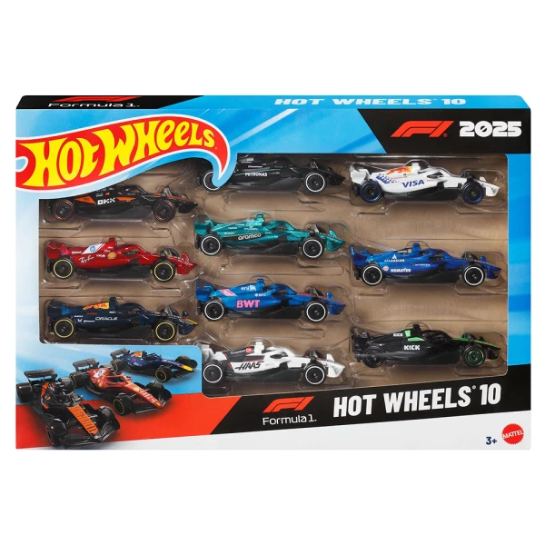 HOT WHEELS MINI CARS F1 2025 TEAMS SET OF 10