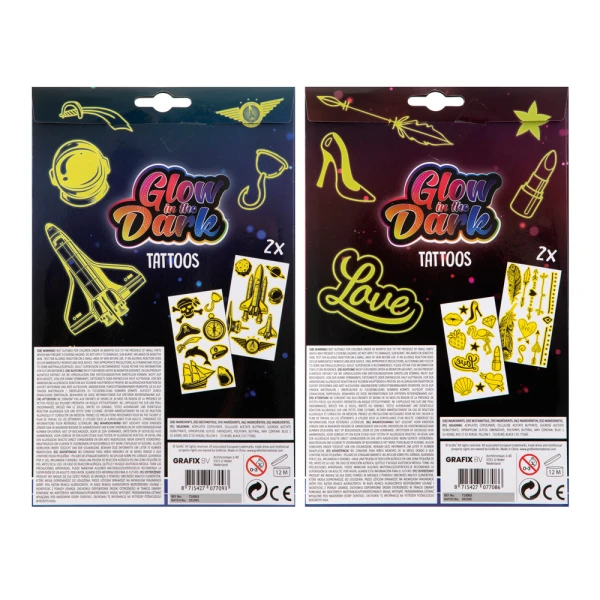 GLOW IN THE DARK TATTOOS - 2 DESIGNS