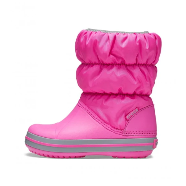 CROCS WINTER PUFF BOOT KIDS ELECTRIC PINK/LIGHT GREY 