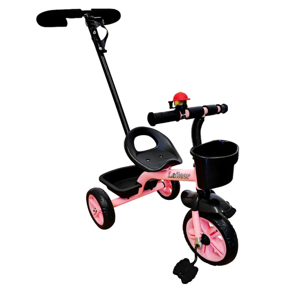 PINK TRICYCLE WITH STICK BASKETS & BELL