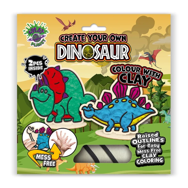 SPLAT PLANET MESS-FREE PAINT KIT WITH CLAY DINOSAUR