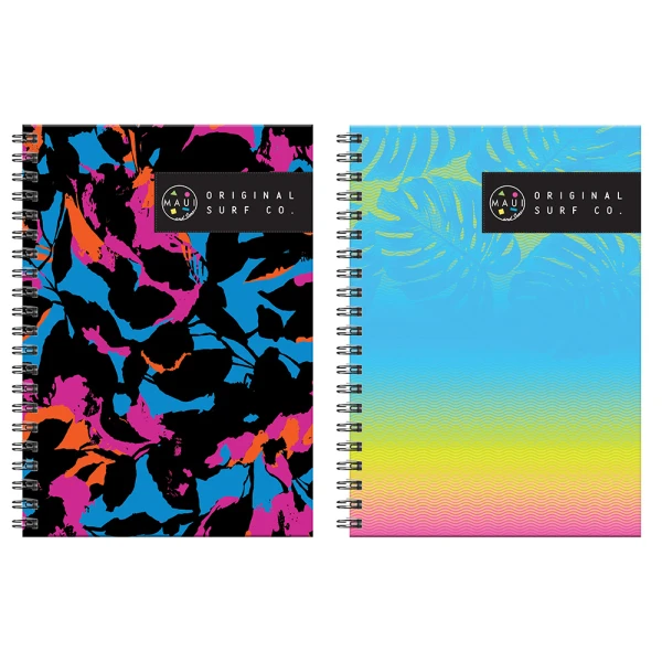 BACK ME UP SPIRAL NOTEBOOK A4 2 SUBJECTS MAUI LEAF HEAT & ISLANDER GIRL - 2 DESIGNS