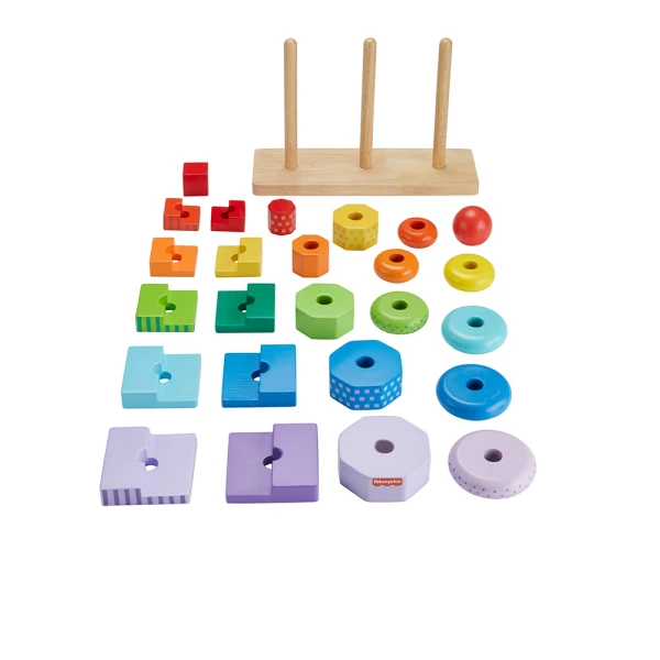 FISHER PRICE ΕΚΠΑΙΔΕΥΤΙΚΟ ΠΑΙΧΝΙΔΙ ΞΥΛΙΝΕΣ ΠΥΡΑΜΙΔΕΣ - ΠΟΛΥΧΡΩΜΑ ΣΧΗΜΑΤΑ