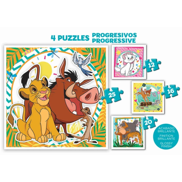 EDUCA PROGRESSIVE CASE PUZZLE 12-16-20-25 pcs DISNEY CLASSIC ANIMALS