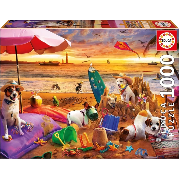 EDUCA ΠΑΖΛ 1000 τεμ. DOGS PLAYING ON THE BEACH