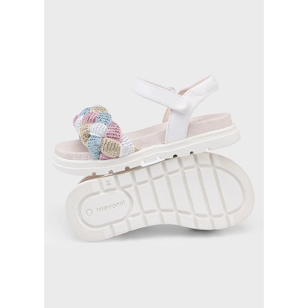 MAYORAL SANDALS BRAID SHINES WHITE MULTICOLOUR