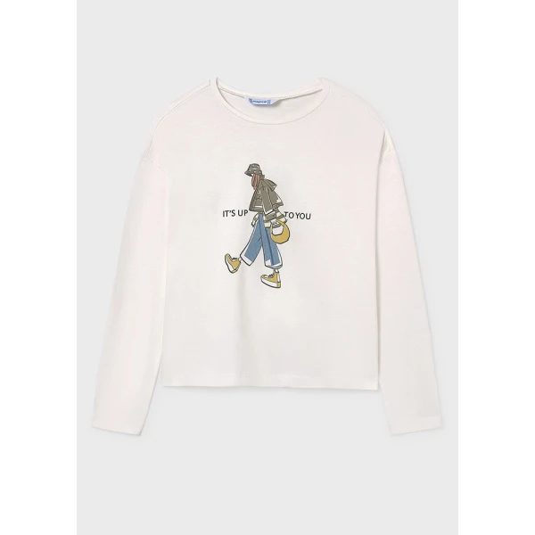 MAYORAL LONG-SLEEVE T-SHIRT GIRL CREAM 