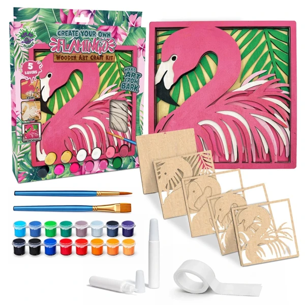 SPLAT PLANET WOODEN ART CRAFT KIT FLAMINGO