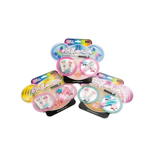 SET WITH HAIR GLITTER AND TATTOO - 3 DESIGNS
