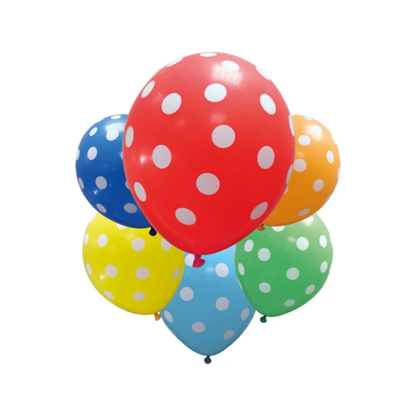 BALLOONS DOTS SEVERAL COLOURS 6 pcs