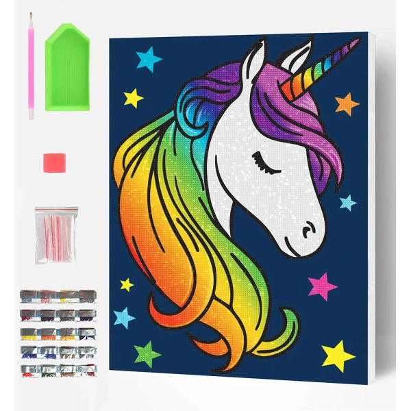 SPLAT PLANET DIAMOND PAINTING KIT ON FRAMED CANVAS 30X40 cm UNICORN