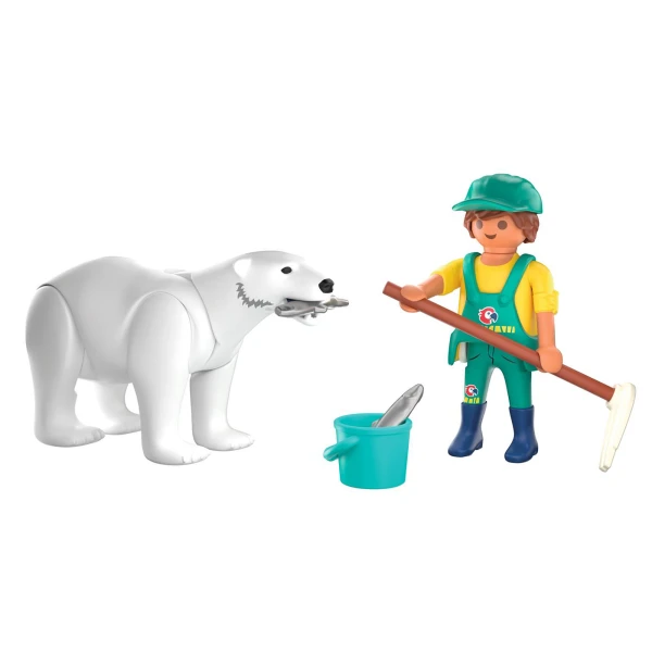 PLAYMOBIL ANIMALS & FRIENDS ZOO POLAR BEAR AND ZOOKEEPER