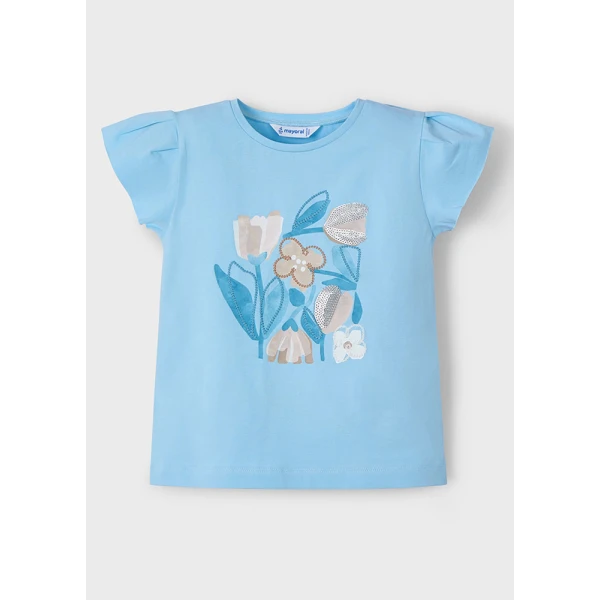 MAYORAL BLOUSE SHORT SLEEVES LIGHT BLUE 