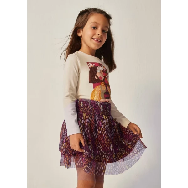 MAYORAL SKIRT TULLE GOFFER WITH STAMP BERRY
