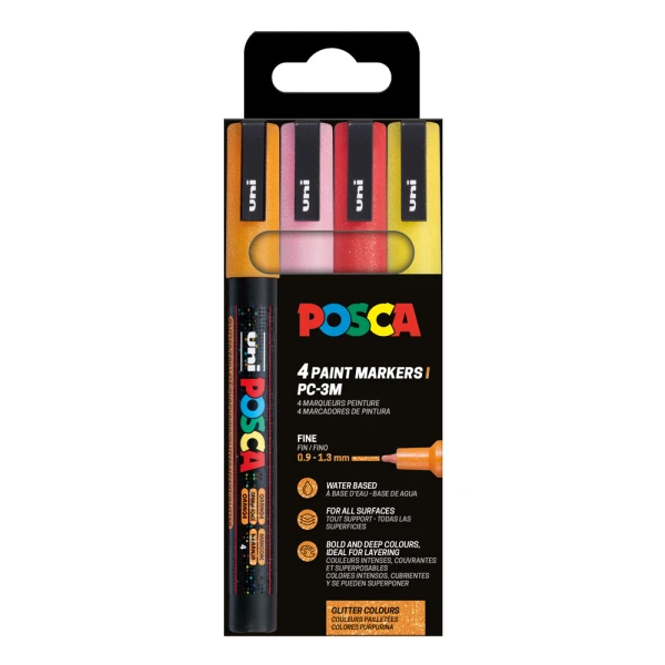 POSCA ΣΕΤ 4 ΜΑΡΚΑΔΟΡΟΙ PC-3ML - WARM SPARKLING COLOR