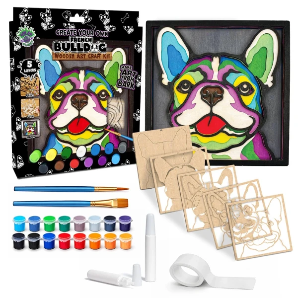 SPLAT PLANET WOODEN 3D PAINTING CONSTRUCTION FRENCH BULLDOG