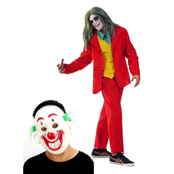 ΑΠΟΚΡΙΑΤΙΚΗ ΣΤΟΛΗ ΕΝΗΛΙΚΩΝ RED SUIT JOKER No XS +  ΜΑΣΚΑ