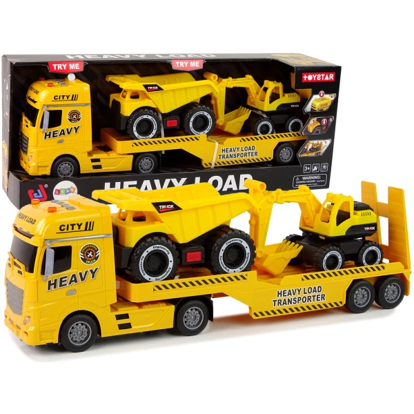 EXCAVATOR & TRUCK TRANSPORT TRUCK WITH SOUNDS AND LIGHTS