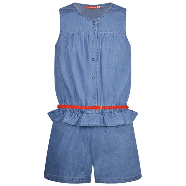 ENERGIERS JUMP SUIT SHORT PANTS AND BELT GIRL BLUE JEAN
