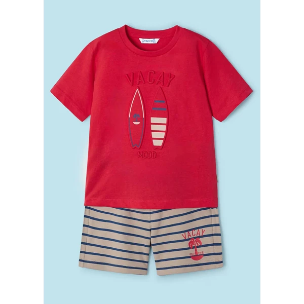 MAYORAL SET COTTON BERMUDA SHORTS STRIPED WATERMELON
