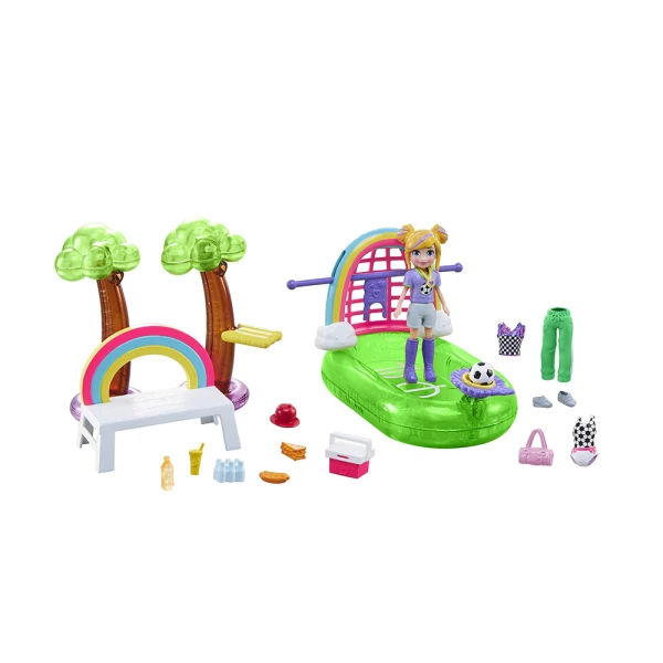 POLLY POCKET ΚΟΥΚΛΑ ΜΕ ΡΟΥΧΑ & ΑΞΕΣΟΥΑΡ ΚΟΛΥΜΒΗΣΗΣ ΚΑΙ ΑΘΛΗΣΗΣ - ΠΟΔΟΣΦΑΙΡΟ