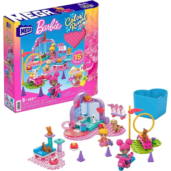 MEGA BARBIE COLOR REVEAL - TRAIN N WASH PETS 152 pcs