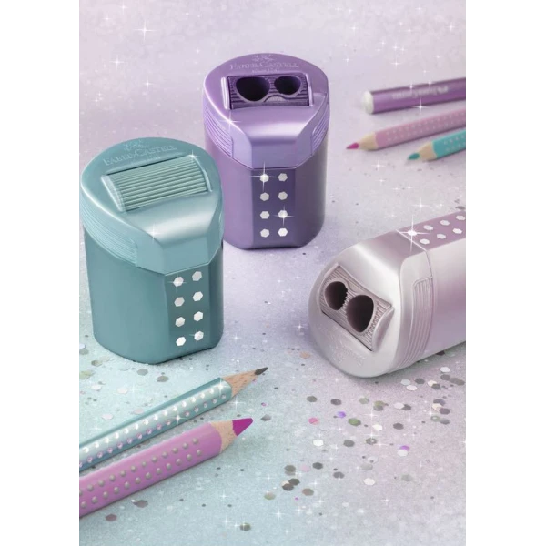 FABER-CASTELL ROLL-ON DOUBLE SHARPENER METALLIC COLOURS COSMIC - 3 COLOURS