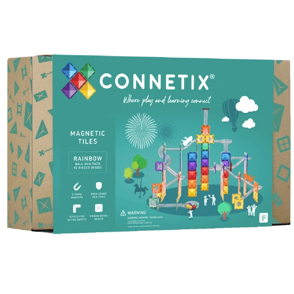 CONNETIX MAGNETIC TILES RAINBOW BALL RUN PACK 92 pcs