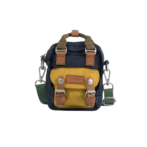ΤΣΑΝΤΑΚΙ DOUGHNUT MACAROON TINY GLOSSY SERIES NAVY-MUSTARD