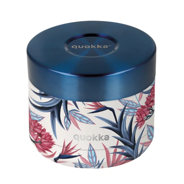 QUOKKA THERMAL STAINLESS STEEL FOOD JAR 369ml WHIM BLUE GARDEN