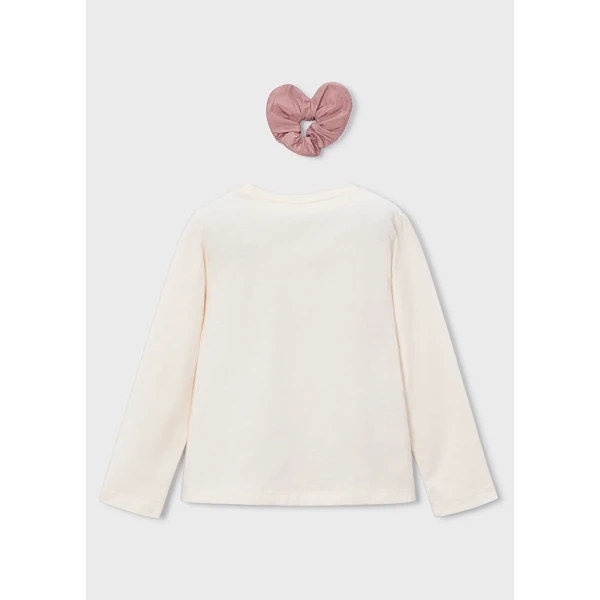 MAYORAL LONG-SLEEVE T-SHIRT ELASTIC BAND ECRU-PINK 