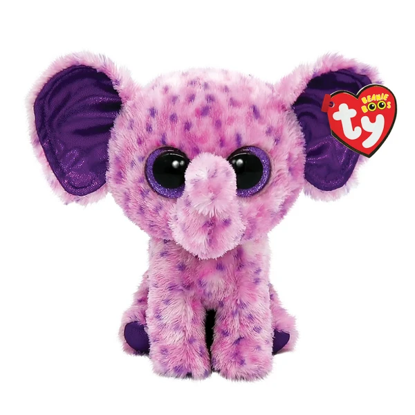 TY BEANIE BOOS EVA FLUFFY ELEPHANT PURPLE 15 cm