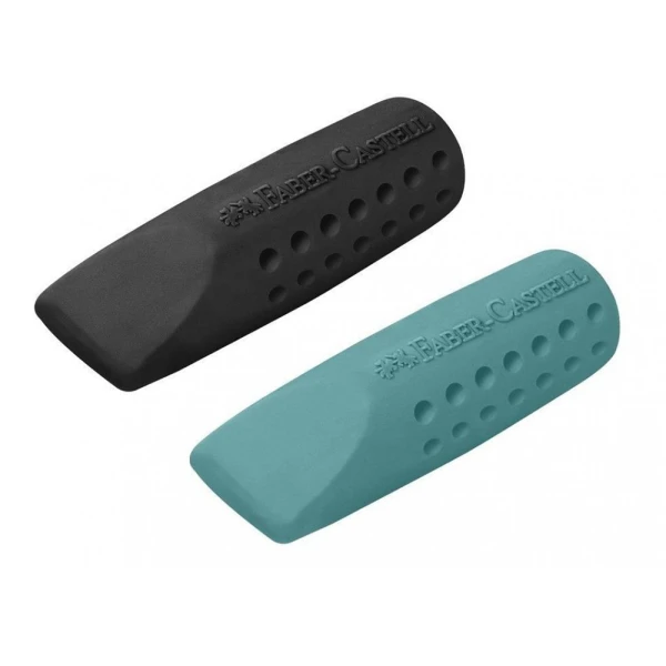 FABER-CASTELL SET 2 LIDS ERASERS (BLACK-BLUE & ROSE-VIOLET) - 2 COLORS