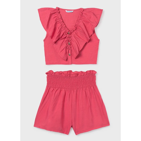 MAYORAL SET SHORTS RUFFLE CORAL 