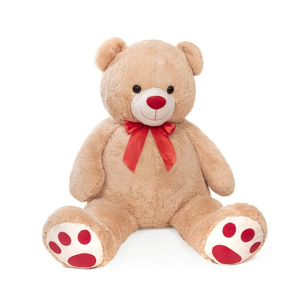 PLUSH BEIGE GIANT BEAR 150 cm WITH RED BOW