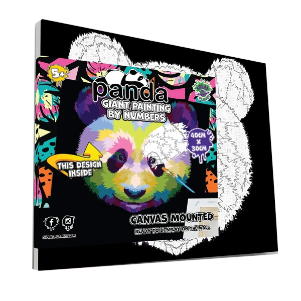 SPLAT PLANET PAINTING BY NUMBERS KIT ON FRAMED CANVAS 40X30 cm PANDA