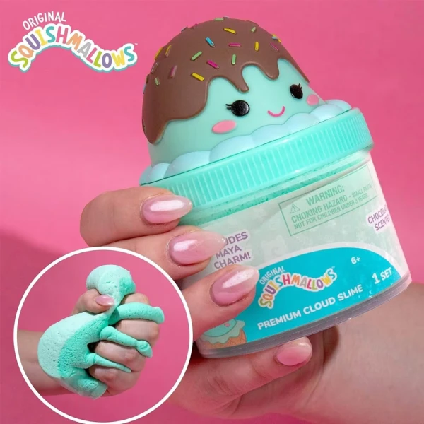 SQUISHMALLOWS SCENTED CLOUD SLIME WITH TOPPER IN JAR - ICE CREAM