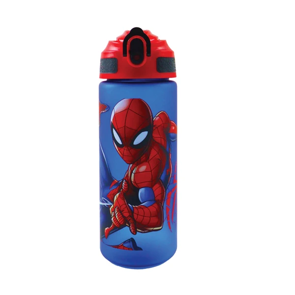 PLASTIC WATER BOTTLE 600ml WITH STRAW SPIDERMAN