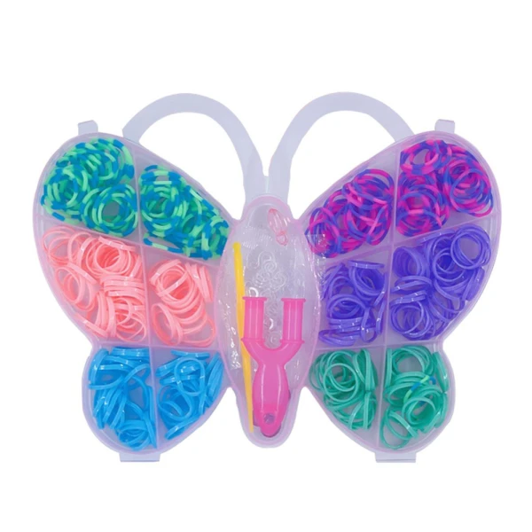 KNITTING RUBBERS IN A BUTTERFLY-SHAPED CASE