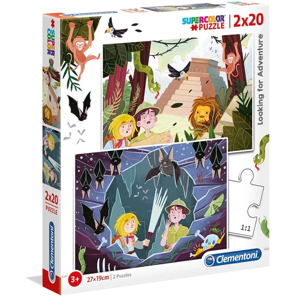 CLEMENTONI PUZZLE SUPER COLOR 2X20 pcs LOOKING FOR ADVENTURE
