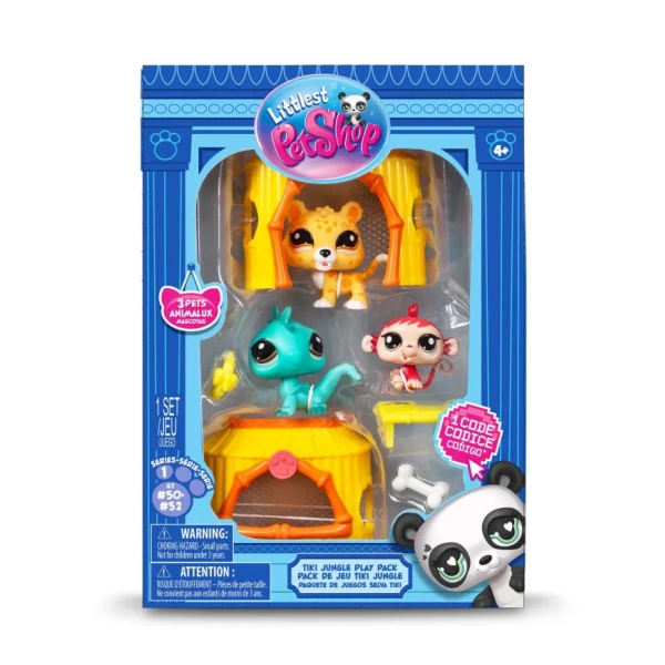 LITTLEST PETSHOP FIGURES 3 pcs. WITH ACCESSORIES - JUNGLE